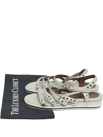 Pre-owned Marc By Marc Jacobs Gena Studded Ankle-strap Sandals In Silver