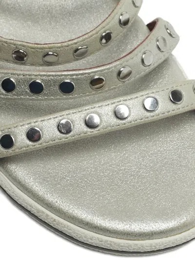 Pre-owned Marc By Marc Jacobs Gena Studded Ankle-strap Sandals In Silver