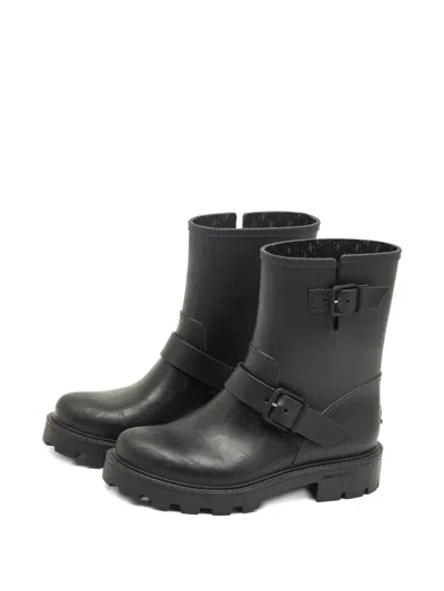 Pre-owned Jimmy Choo Yael Lugged-sole Anbkle Boots In Black