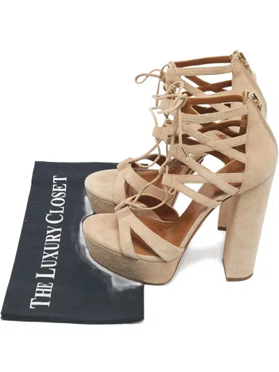 Pre-owned Aquazzura Suede Sandals In Neutral