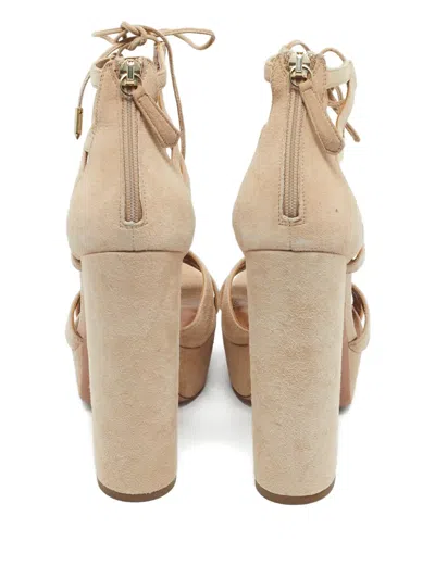 Pre-owned Aquazzura Suede Sandals In Neutral