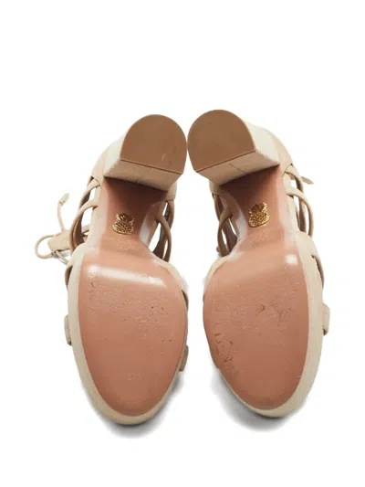Pre-owned Aquazzura Suede Sandals In Neutral