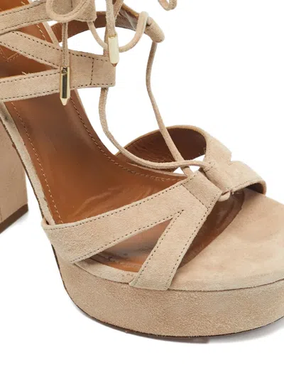 Pre-owned Aquazzura Suede Sandals In Neutral