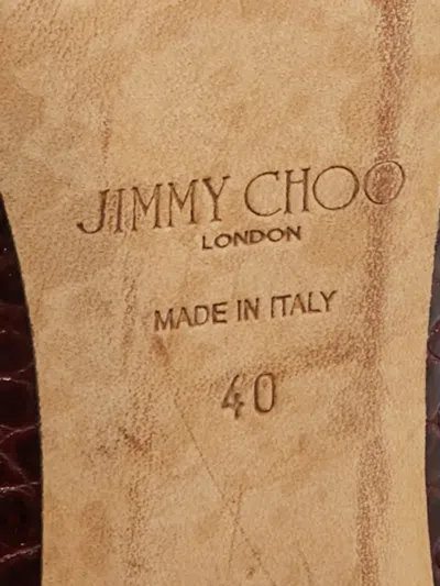 Pre-owned Jimmy Choo Bing 100 Croc-embossed Crystal-embellished Mules In Red