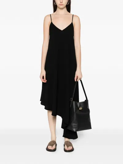 Herskind V-neck Asymmetric Midi Dress In Black