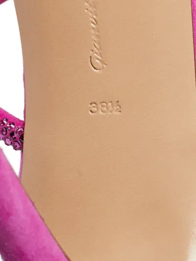 Pre-owned Gianvito Rossi Cannes Crystals Suede Sandals In Pink