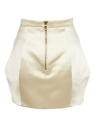 Pre-owned Balmain Zip-fastening Mini Skirt In Neutral