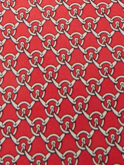 Pre-owned Hermes Silk Printed Tie In Pink