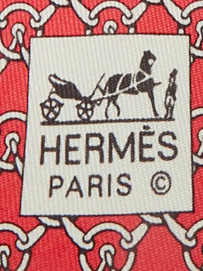 Pre-owned Hermes Silk Printed Tie In Pink
