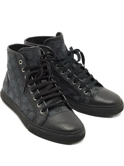 Pre-owned Gucci Gg Canvas High-top Sneakers In Black