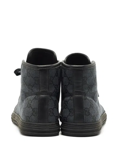 Pre-owned Gucci Gg Canvas High-top Sneakers In Black