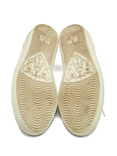 Pre-owned Gucci Canvas Floral-print Sneakers In Brown