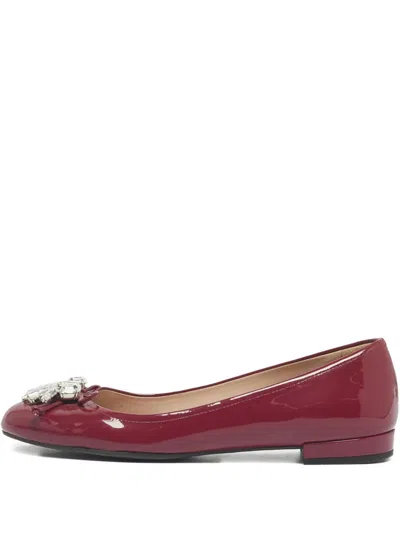 Pre-owned Miu Miu Patent-leather Crystal Ballet Flats In Purple