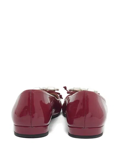 Pre-owned Miu Miu Patent-leather Crystal Ballet Flats In Purple