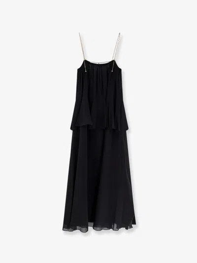 Chloé Knee Length Dress Gold Chain Straps In Black