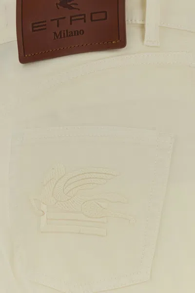 Etro Stretch Cotton Wide Leg Trousers Belt Loops In Brown