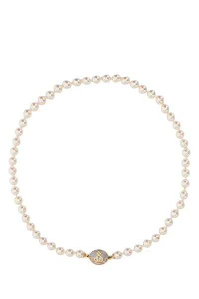 Vivienne Westwood Ivory Pearls Loelia Necklace In Brown