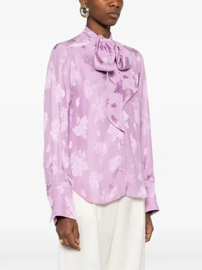 La Doublej Floral-print Shirt In Purple