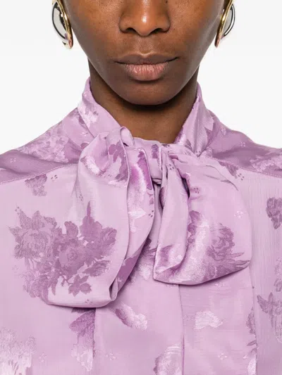 La Doublej Floral-print Shirt In Purple