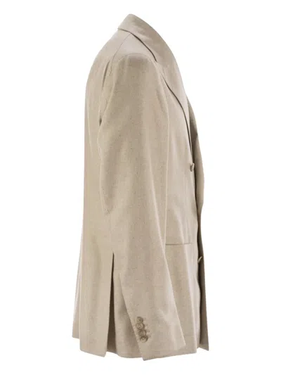 Tagliatore Double-breasted Silk Jacket In Neutral