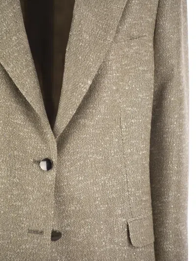 Tagliatore Beige Jacket With Pointed Lapels And Front Pockets In Brown
