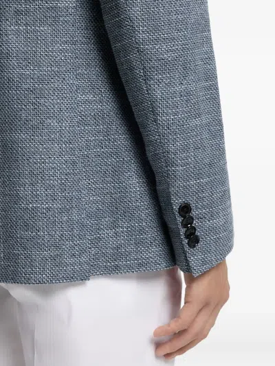 Hugo Boss Patterned Regular-fit Jacket In A Cotton Blend In Blue