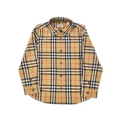 Burberry Check Cotton Shirt Kids In Multi
