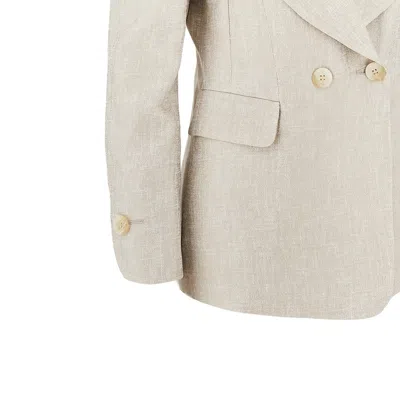 Emporio Armani Double-breasted Jacket In Icon Textured Jacquard Fabric In White