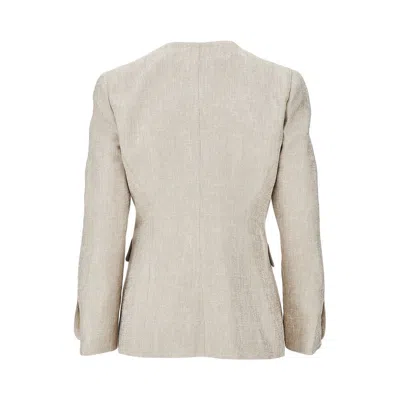 Emporio Armani Double-breasted Jacket In Icon Textured Jacquard Fabric In White