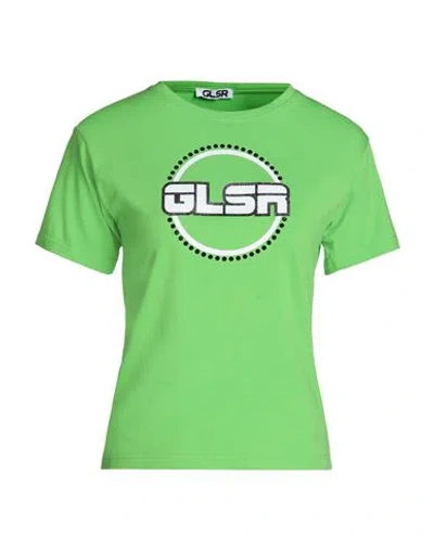 Glsr Woman T-shirt Green Size Xs Cotton, Lycra In Green