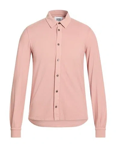 Alpha Studio Man Shirt Blush Size 38 Cotton, Elastane In Pink