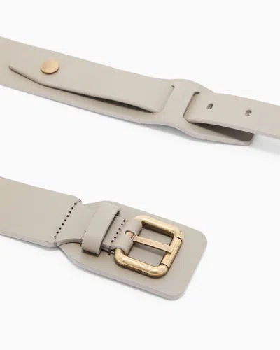 Giorgio Armani Leather Belt With Buckle Cover In Neutral