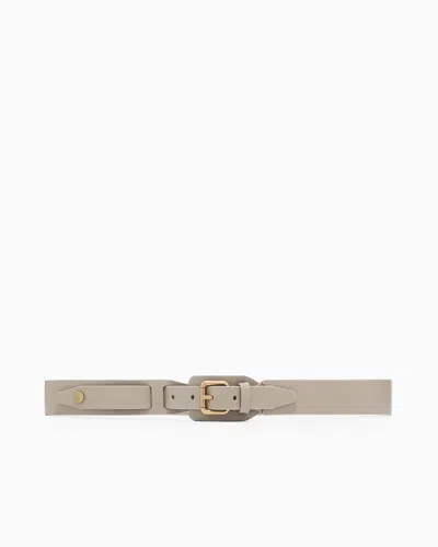Giorgio Armani Leather Belt With Buckle Cover In Neutral