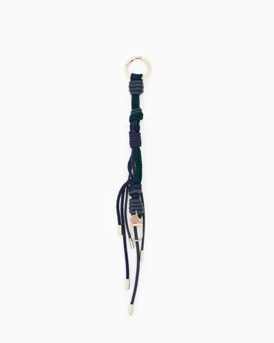 Giorgio Armani Rope And Leather Keyring In Blue