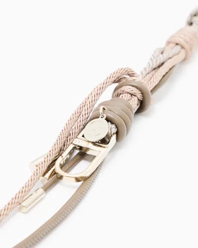 Giorgio Armani Rope And Leather Keyring In Brown