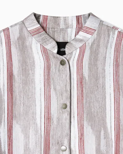 Giorgio Armani Jacquard Linen And Viscose Jacket In Multi