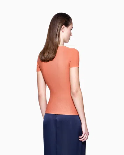 Giorgio Armani Links-stitch Viscose Short-sleeved Jumper In Orange