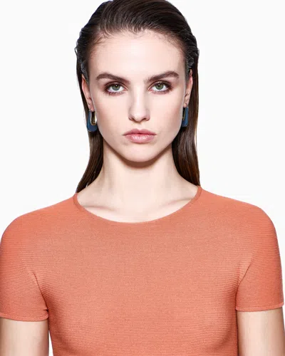 Giorgio Armani Links-stitch Viscose Short-sleeved Jumper In Orange
