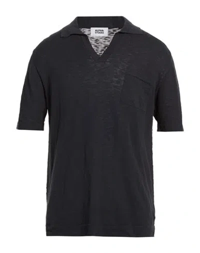 Alpha Studio Man Polo Shirt Midnight Blue Size 42 Cotton In Blue