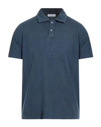 Wool & Co Man Polo Shirt Slate Blue Size S Cotton In Blue