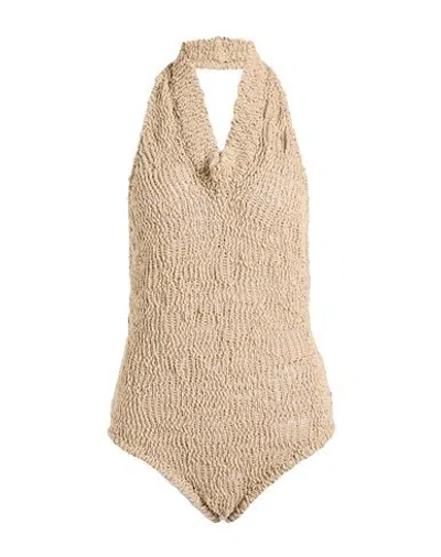 Alexandre Vauthier Woman Bodysuit Beige Size M Cotton In Brown