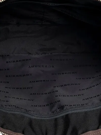 Pre-owned Burberry Check-pattern Leather-trimmed Laptop Bag In Neutral