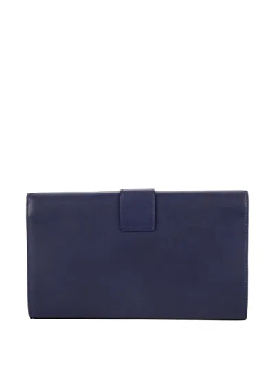 Pre-owned Saint Laurent Logo-plaque Clutch Bag In Blue