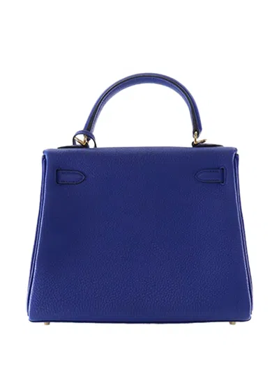 Pre-owned Hermes 2022 Togo Kelly Ii Retourne 25 Satchel In Blue