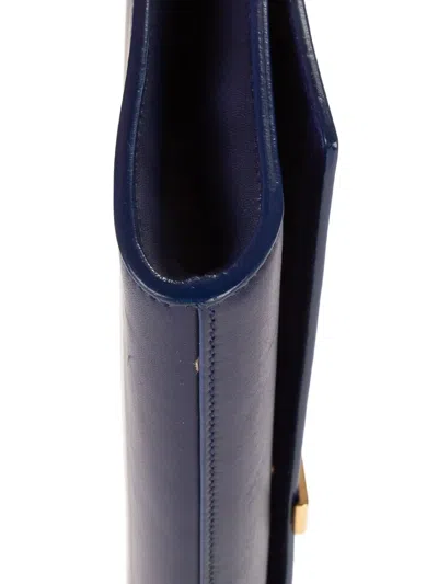 Pre-owned Saint Laurent Logo-plaque Clutch Bag In Blue