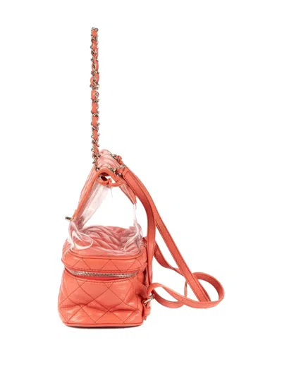 Pre-owned Chanel 2000s Quilted Chain Backpack In Pink