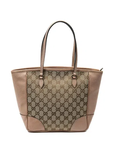 Pre-owned Gucci Gg Canvas Bree Satchel In Neutral