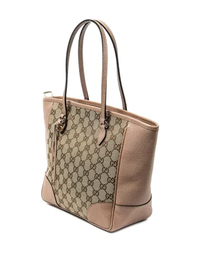 Pre-owned Gucci Gg Canvas Bree Satchel In Neutral