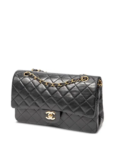 Pre-owned Chanel 1989-1991 Double Flap 26 Quilted-design Shoulder Bag In Black
