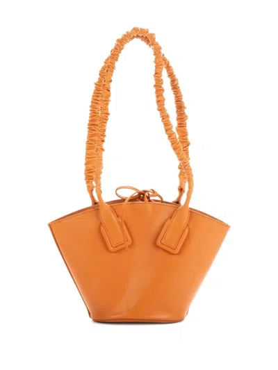 Pre-owned Bottega Veneta Gathered-straps Bucket Bag In Orange